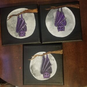 Bat & the midnight moon painting